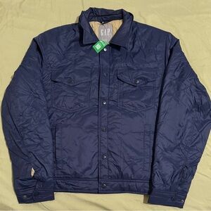 Gap Recycled Icon Jacket Men's Large Navy Blue Button-Up (23.8 inch PtP) NWT